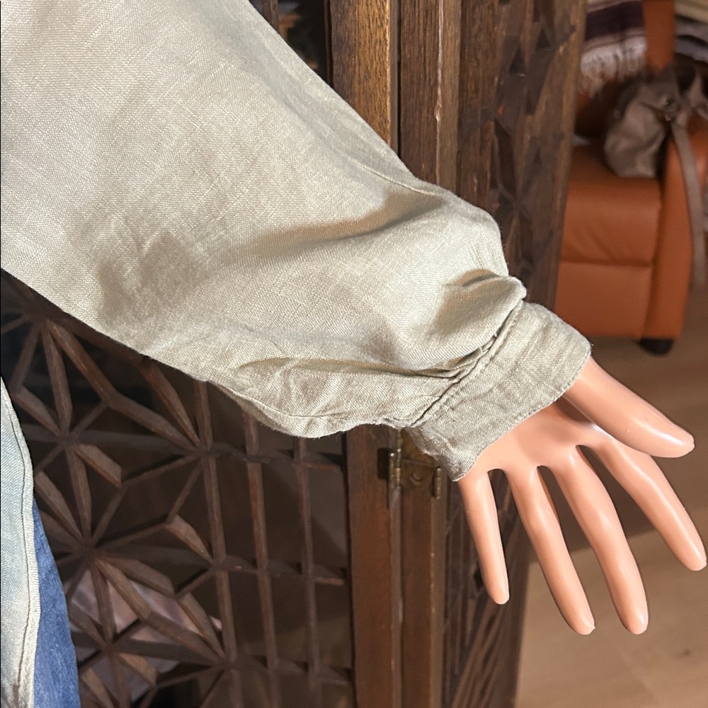 NWT ZARA LINEN SIDE TIE BLOUSE L - Picture 6 of 14